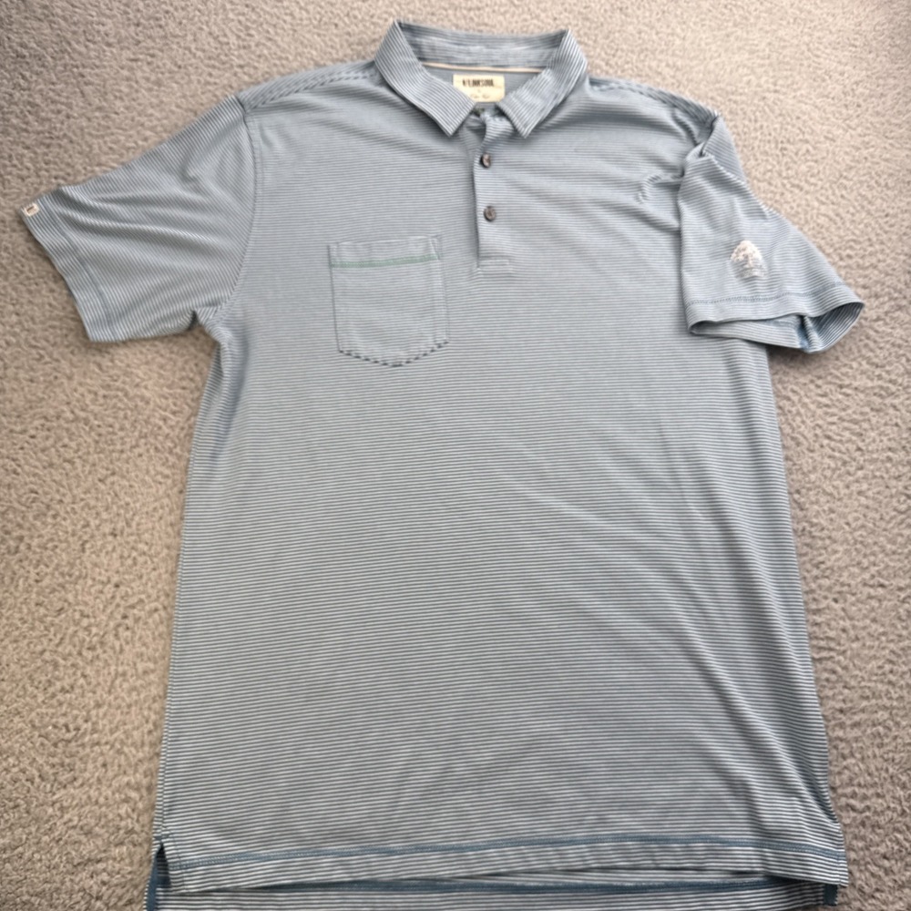 Linksoul Golf Polo Shirt Mens Large Blue Striped Short Sleeve Pocket Logo